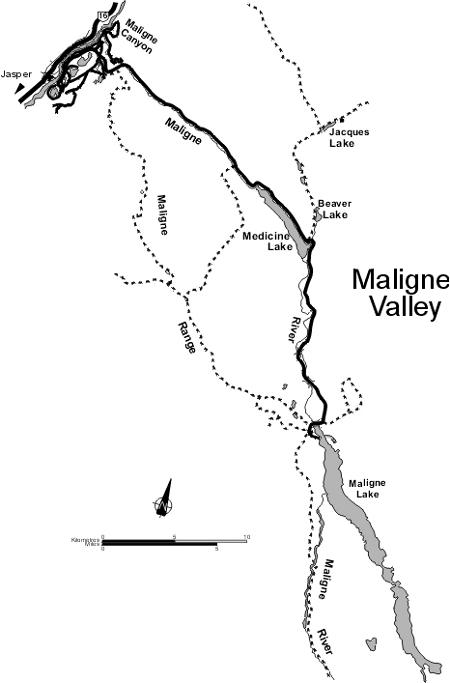 Map of the Maligne Valley, Jasper National Park