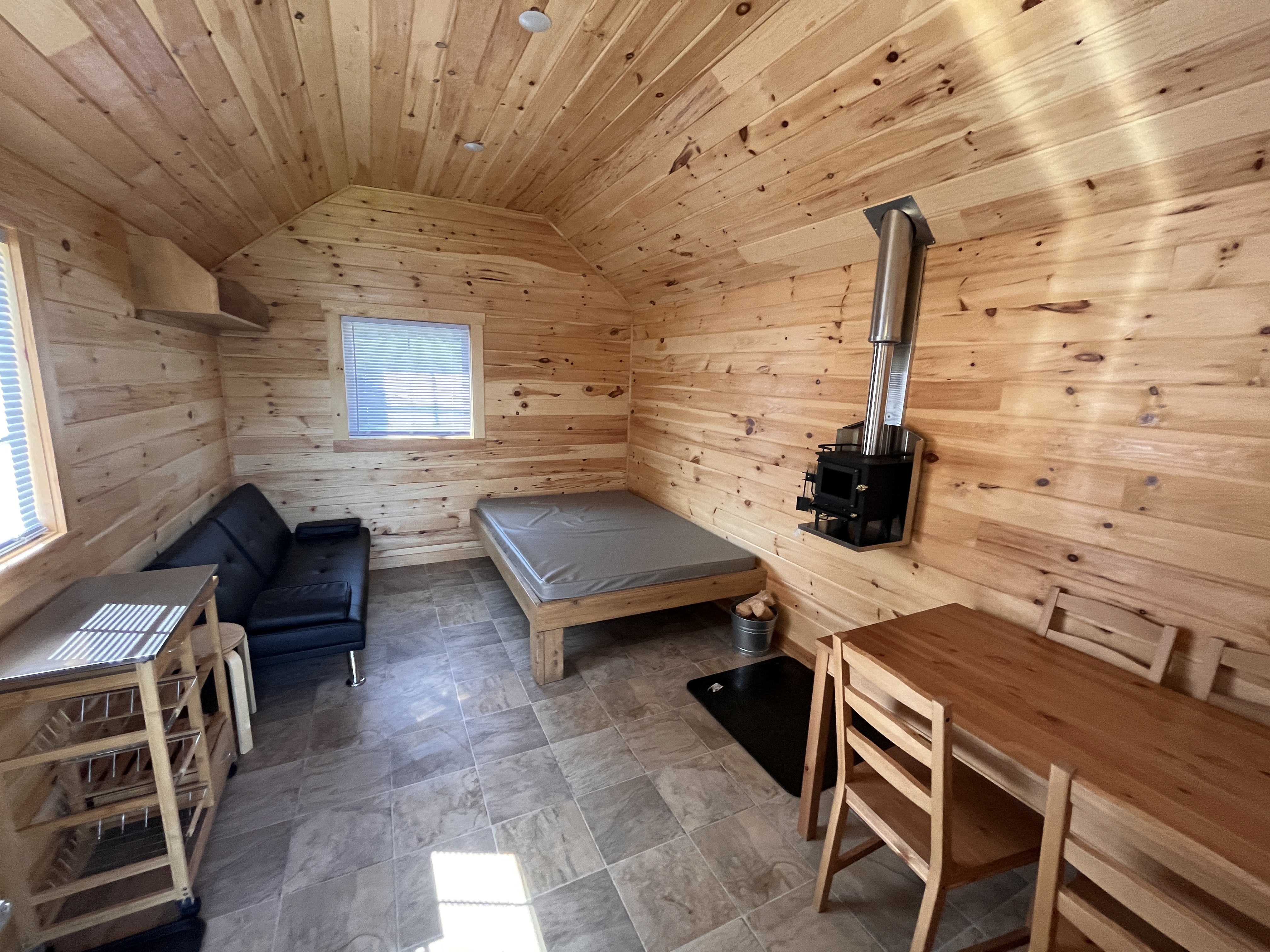 The inside of a tiny cabin in Gros Morne National Park 