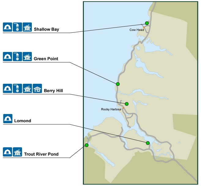 Map of campground locations.