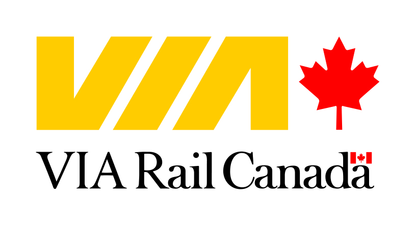 VIA Rail's logo, which includes the word VIA in stylized yellow text followed by the words VIA Rail Canada and a maple leaf graphic.
