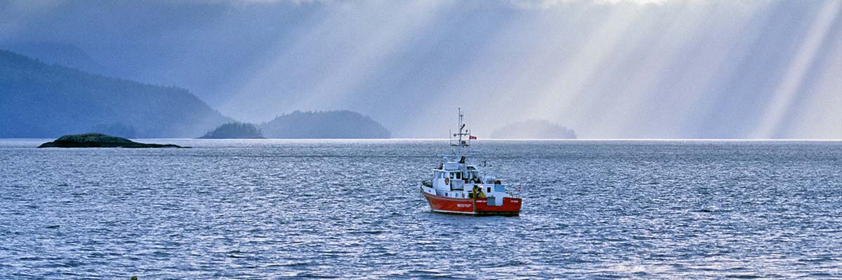 The Gwaii Haanas II anchered off one of the islands during patrol.