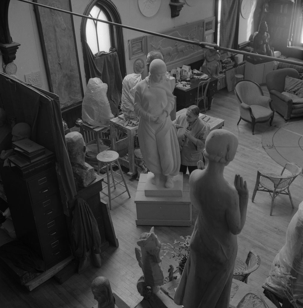 women sculptor in a studio
