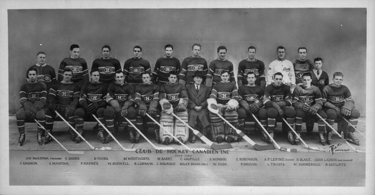 Group photo of players, staff and officials of the Montreal Canadiens hockey club, 1939-1940