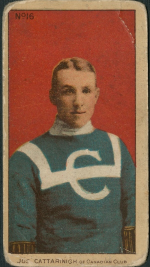 A Joseph Cattarinich collectible hockey card from Library and Archives Canada, circa 1910-1912