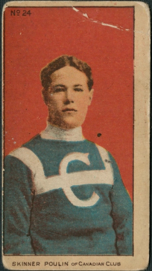 A Skinner Poulin collectible hockey card from Library and Archives Canada, circa 1910-1912