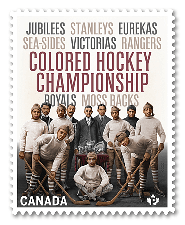 Stamp commemorating Black History: Colored Hockey Championship and the Colored Hockey League of the Maritimes National Historic Event