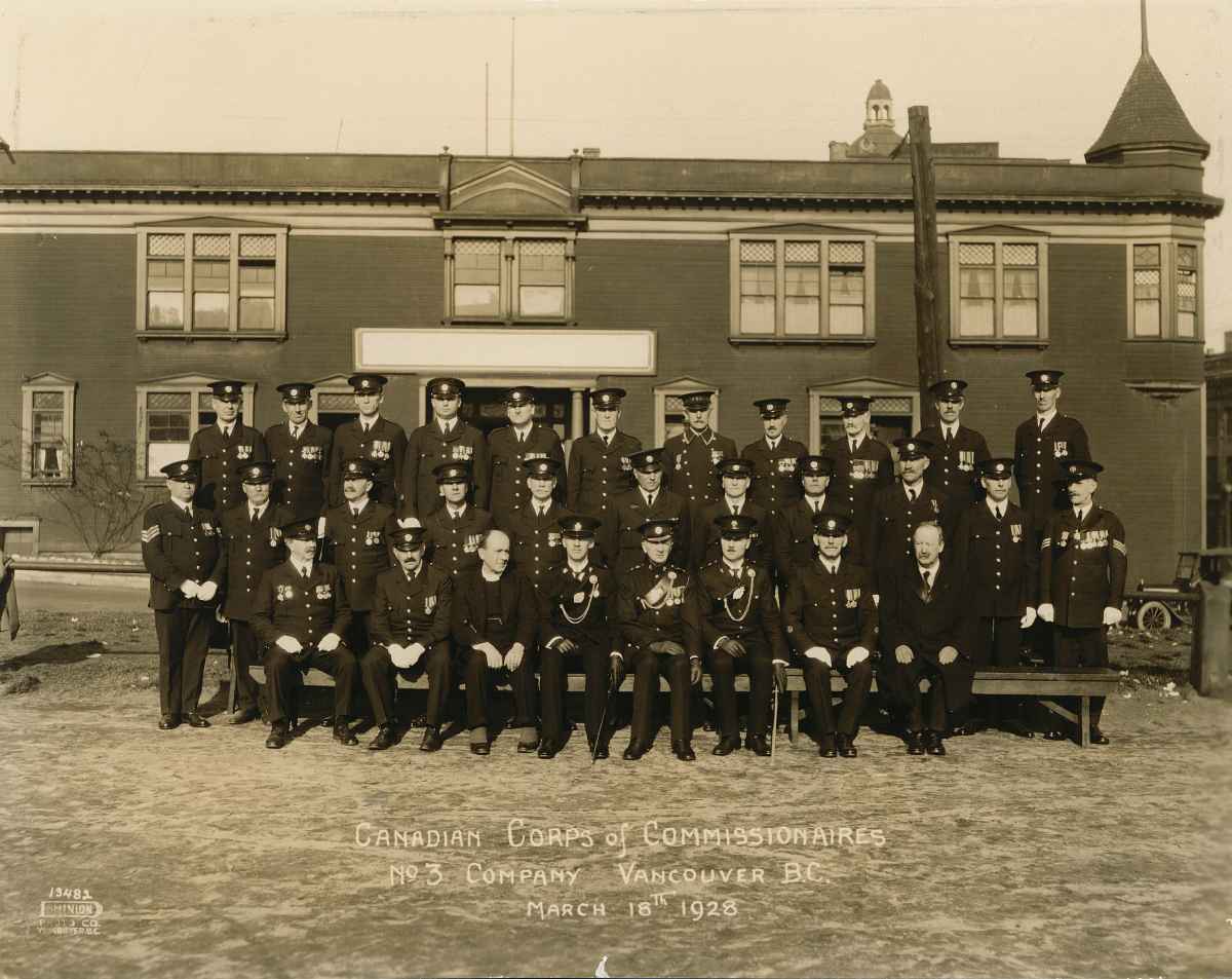 Group of No. 3 Company Commissionaires, in Vancouver, British Columbia, 1928