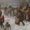 Peinture d'un groupe de personnes en hiver
