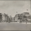 General view of Trafalgar Square in London, England, and Canada House, circa 1925