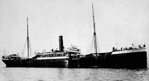 A black and white image of a boat