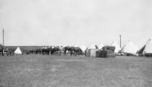 Army barracks and tents, circa 1914