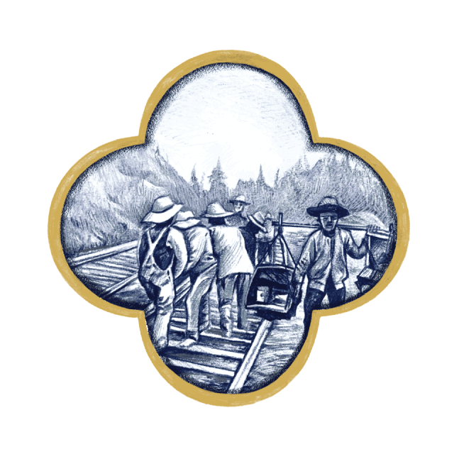 Artistic rendition of the Chinese Construction Workers on the Canadian Pacific Railway National Historic Event