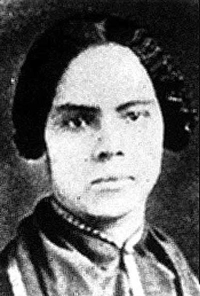 A black and white image of a woman