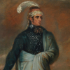 Portrait painting of Mohawk war chief Teyoninhokarawen (John Norton) wearing a combination of Iroquois and British clothing, circa 1804-1805, from the Canadian War Museum