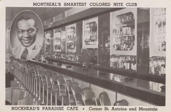 Carte postale mettant en vedette Rufus Nathaniel Rockhead et le Rockhead's Paradise Cafe à Montréal, Québec