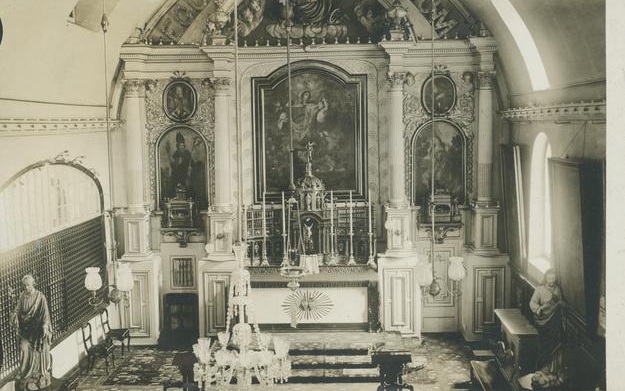 Bird's eye view of the church sanctuary, Hôpital-Général de Québec Monastery, 1893