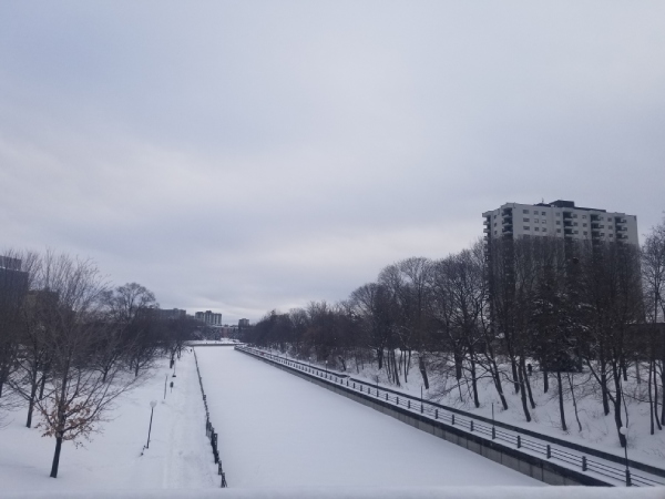 Vue hivernale du canal Rideau, Ontario