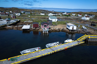 Aerial view of coastal village
