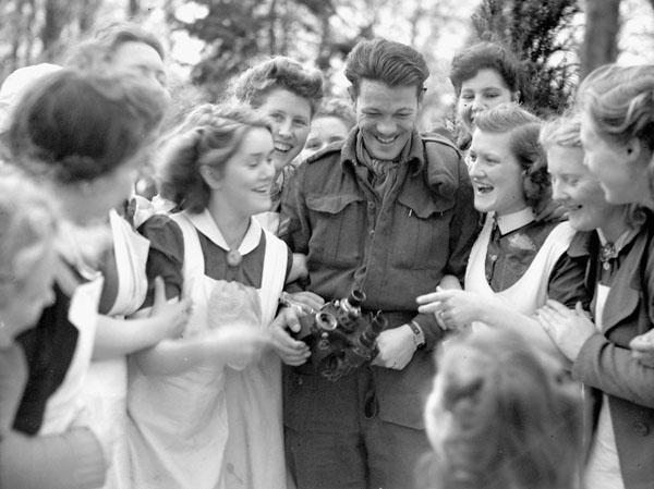 Historic black and white photo of the Netherlands getting liberated
