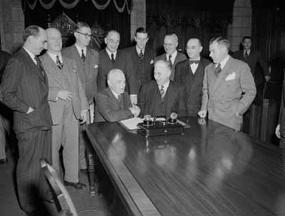 Group of men around a table