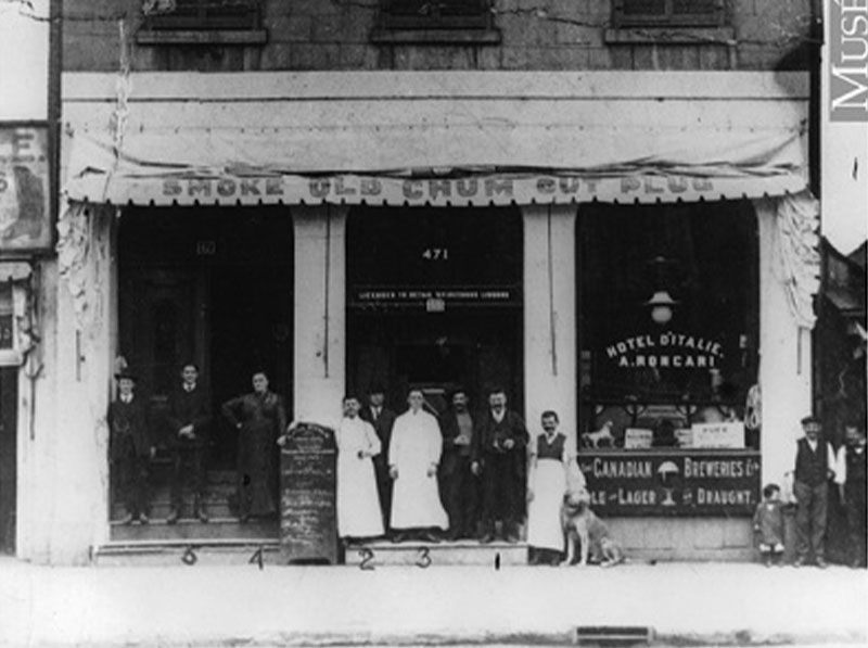 People in front of a building