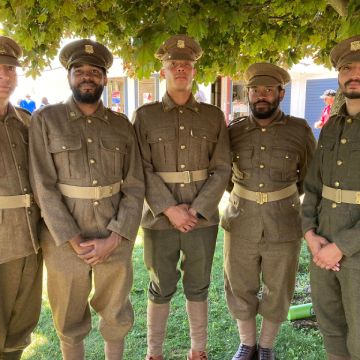 A group of men in historical costume