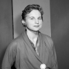 Jeanne Sauvé during the recording of the show Opinion on CBOFT, 1956