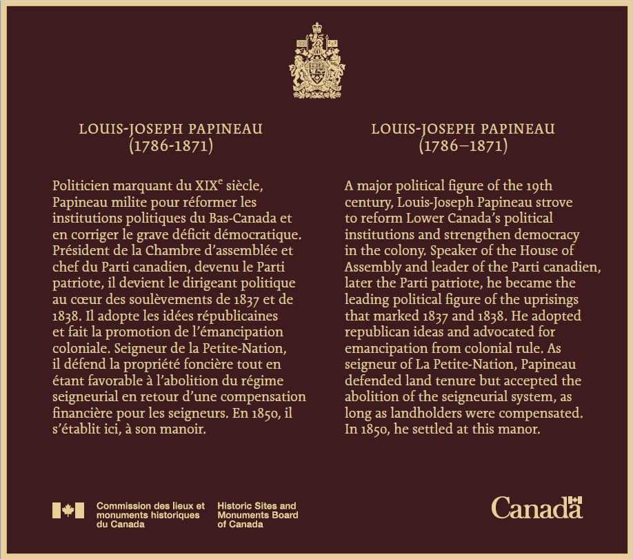 Plaque commémorative pour Louis-Joseph Papineau