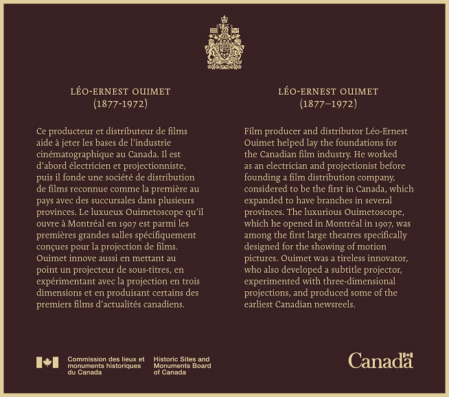 Commemorative plaque for Léo-Ernest Ouimet