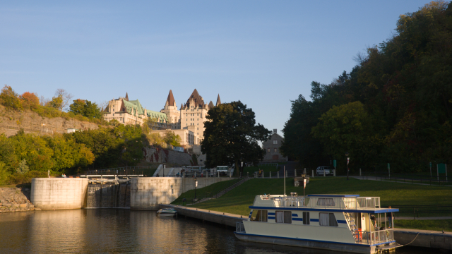Ottawa Lockstation and Chateau Laurier from the Ottawa River.