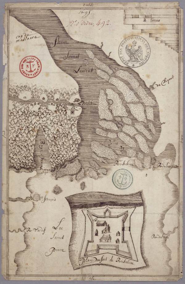 Vieille carte du Fort Richelieu, près de Sorel Tracy, au Québec