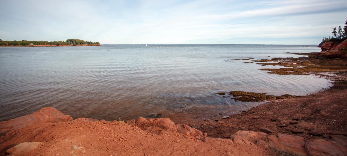 View from the shore at the mouth of the Hillsborough River. Skmaqn–Port-la-Joye–Fort Amherst National Historic Site
