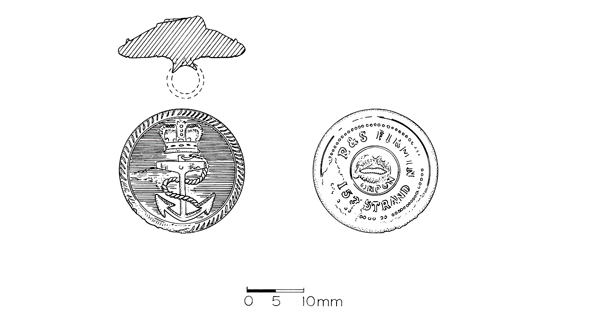 Illustration des détails du bouton de la Royal Navy.