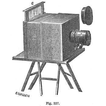 Image noire et blanche d’une caméra Daguerreotype.