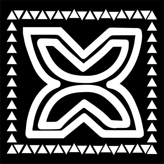 A black and white symbol in the shape of a stylized X.