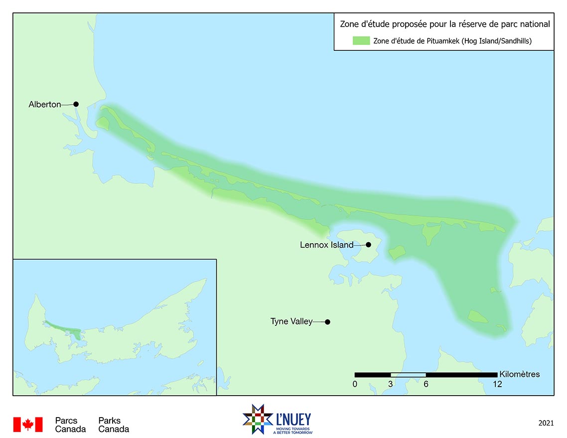 Carte de la zone d’étude proposée pour la réserve de parc national.