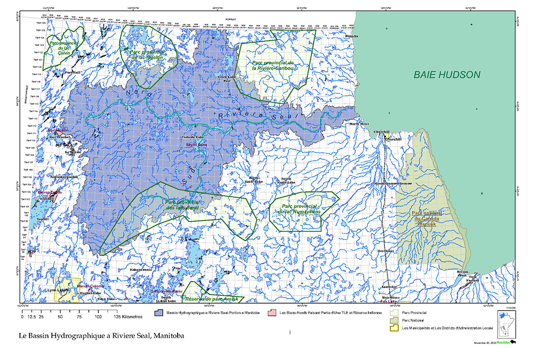 Carte du bassin versant de la rivière Seal (Manitoba)
