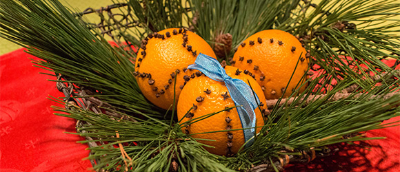 Three pomanders: orange perfume