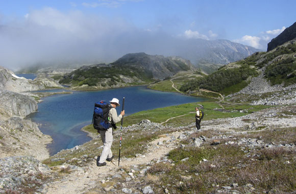 A hiker explores Chilkoot Trail.