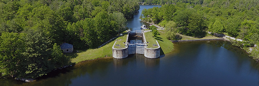 Aerial view of a lock of the Rideau Canal