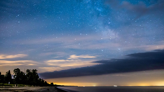 The Northwest Beach at Point Pelee on a starry night