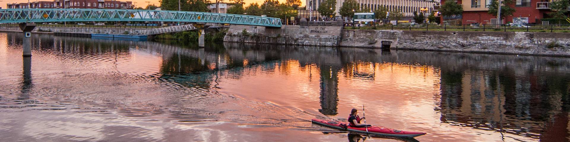 Sunset over the Lachine Canal in the Atwater section.