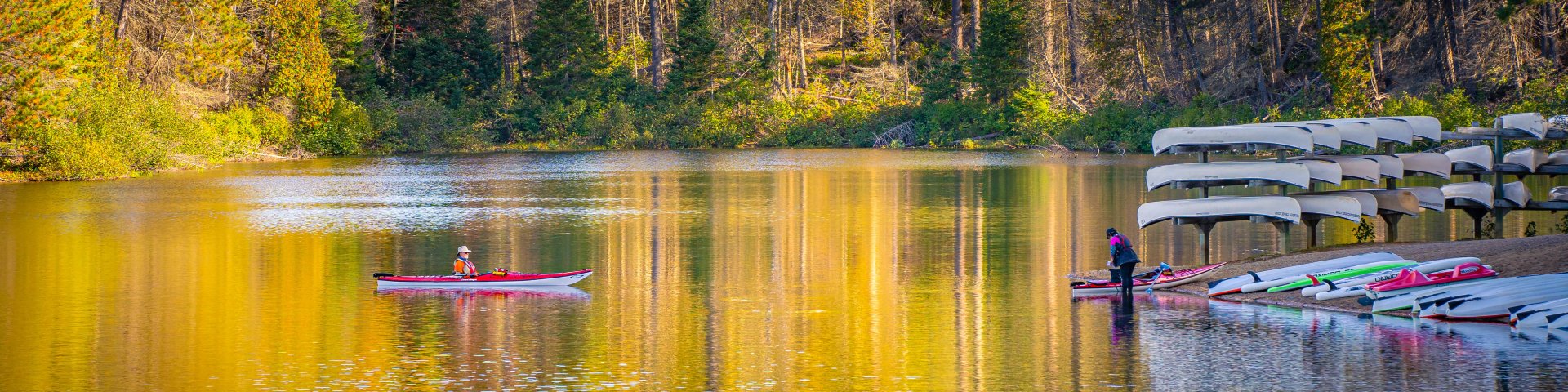 Kayakers at the Shewenagan rental center.