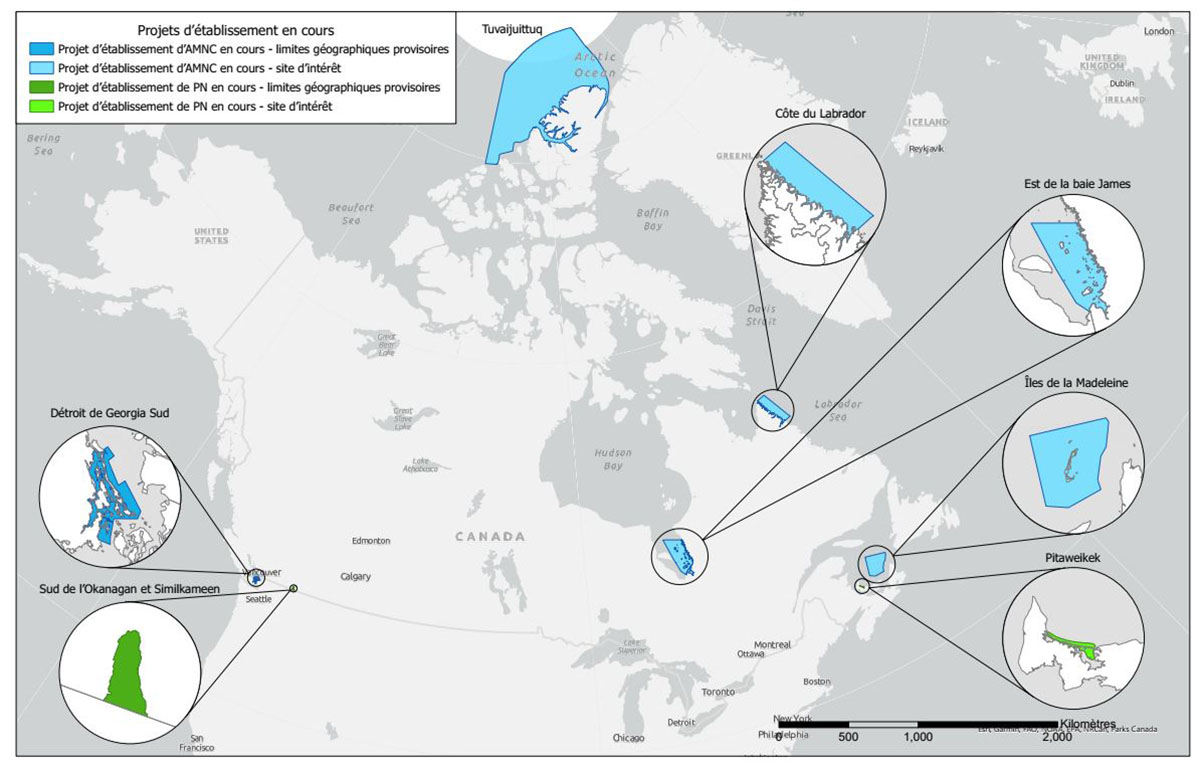 Carte 1 : Projets d'établissement en cours