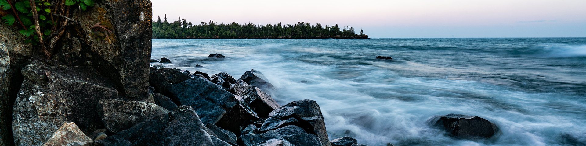 A rocky shoreline.