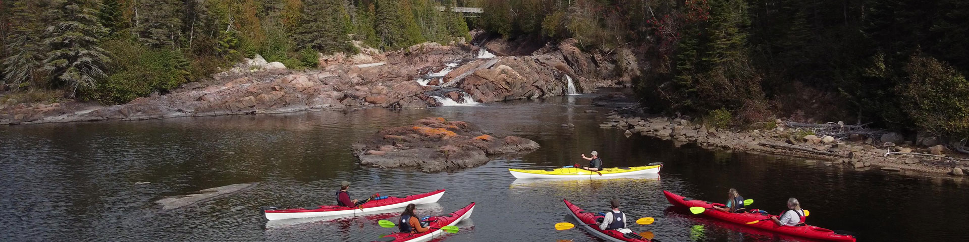 A group in kayaks.