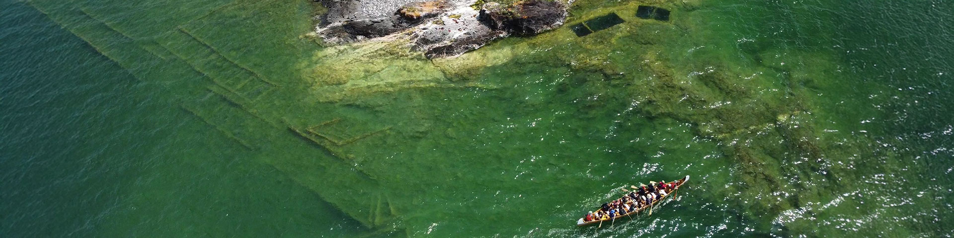 A voyageur canoe on Lake Superior