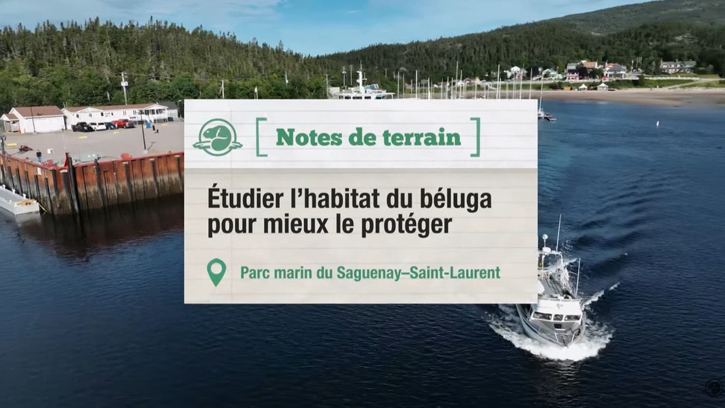 Capture d'écran de la vidéo qui montre le bateau de recherche du parc marin. 