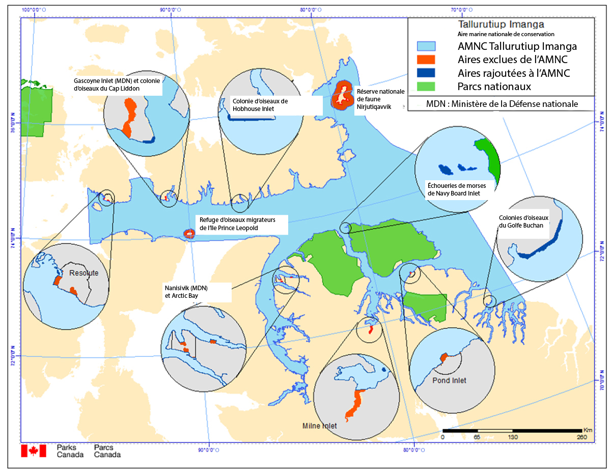 Carte de l’aire marine nationale de conservation Tallurutiup Imanga