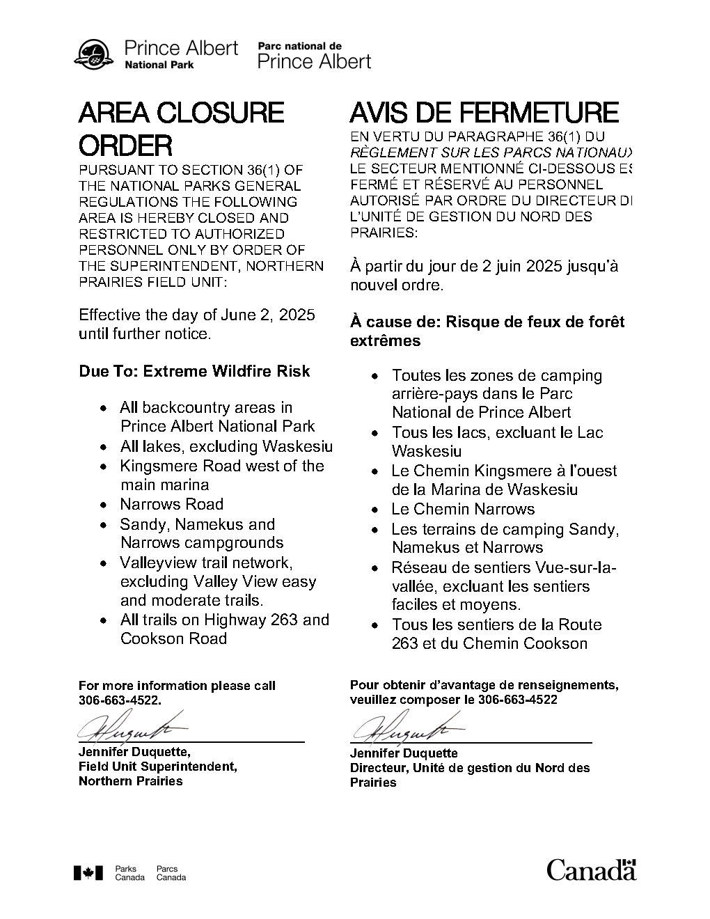 Closure Order Mayor Bulletins